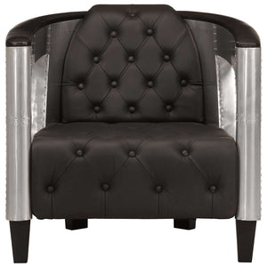 vidaXL Fauteuil Aviateur Cuir véritable Noir