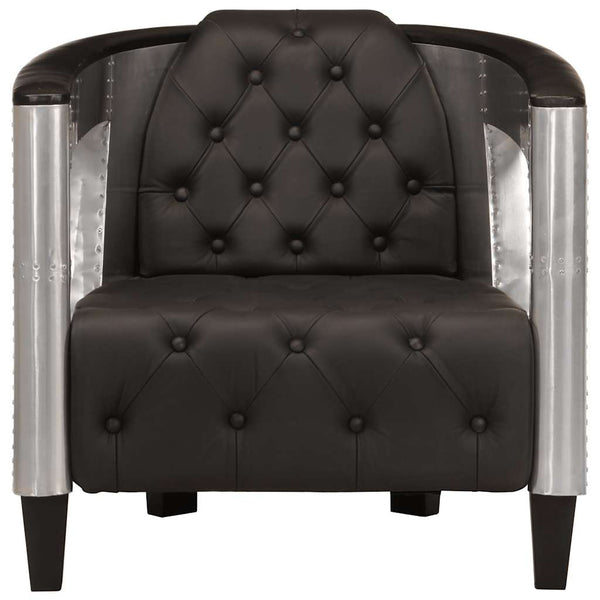 vidaXL Fauteuil Aviateur Cuir véritable Noir