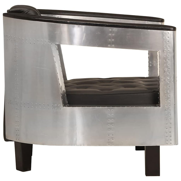 vidaXL Fauteuil Aviateur Cuir véritable Noir