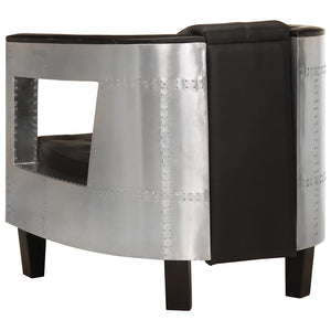 vidaXL Fauteuil Aviateur Cuir véritable Noir