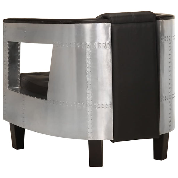 vidaXL Fauteuil Aviateur Cuir véritable Noir