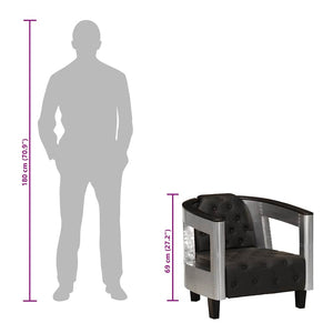 vidaXL Fauteuil Aviateur Cuir véritable Noir