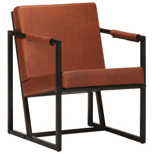 vidaXL Armchair Brown Genuine Leather
