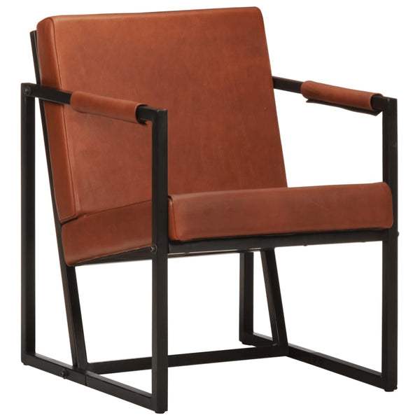 vidaXL Armchair Brown Genuine Leather