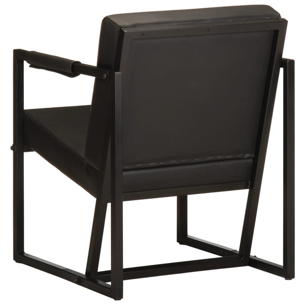 vidaXL Armchair Black Genuine Leather