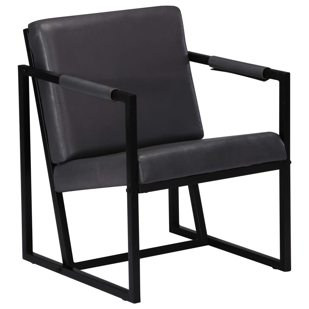 Sessel Grau Echtleder