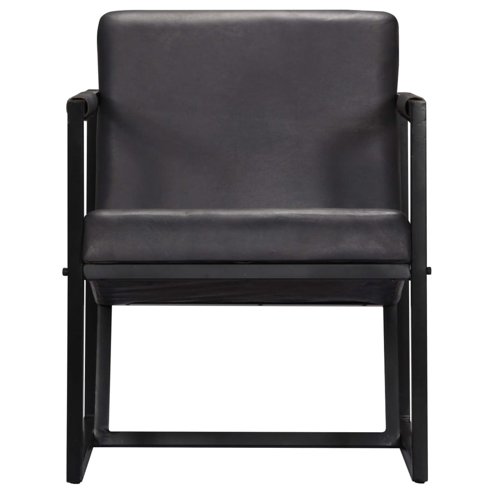 vidaXL Armchair Grey Genuine Leather