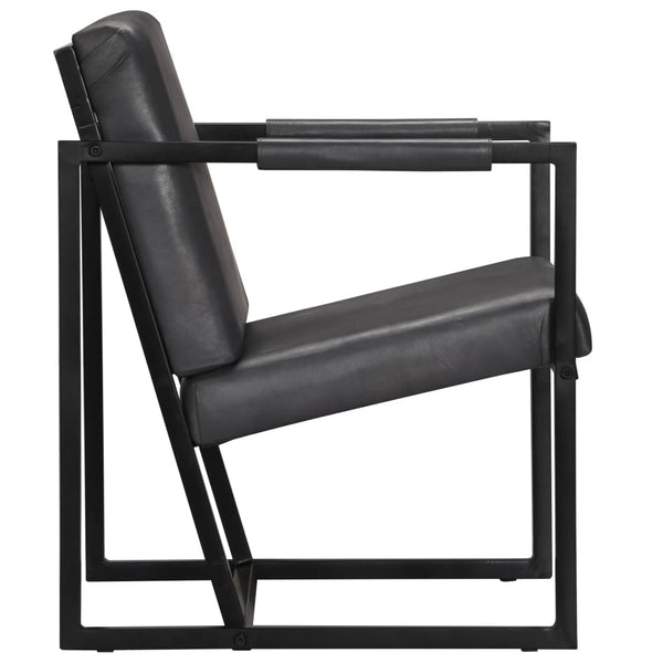 vidaXL Fauteuil Gris Cuir Véritable