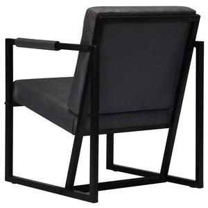 vidaXL Fauteuil Gris Cuir Véritable