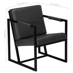 vidaXL Fauteuil Gris Cuir Véritable