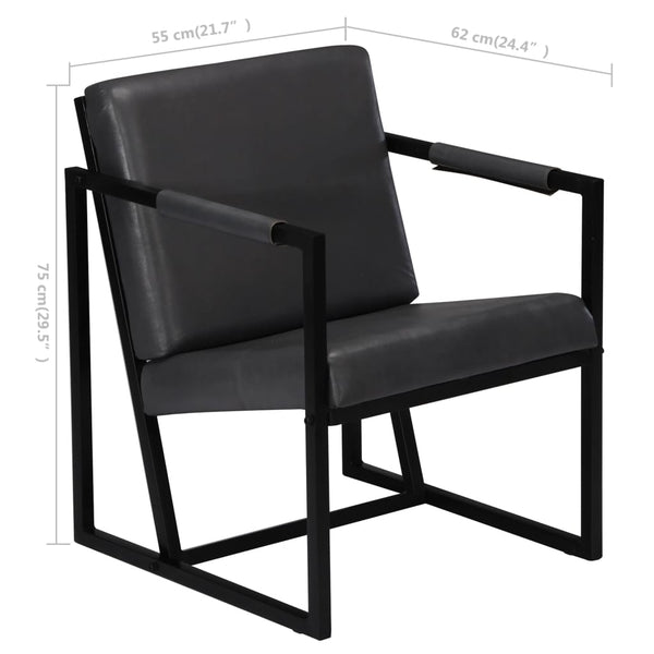 vidaXL Fauteuil Gris Cuir Véritable