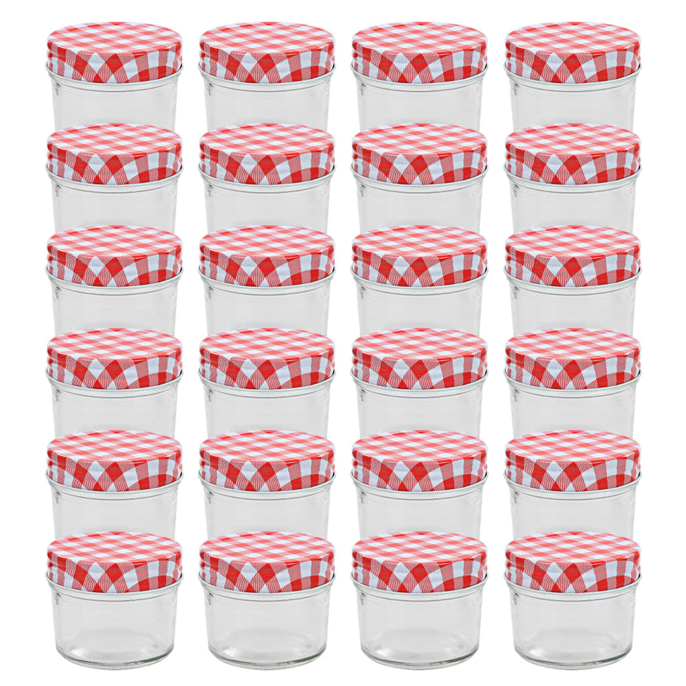 Marmeladengläser 110 ml mit Rot/Weißen Deckeln - 24er Set