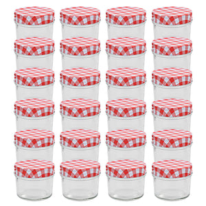 Marmeladengläser 110 ml mit Rot/Weißen Deckeln - 24er Set
