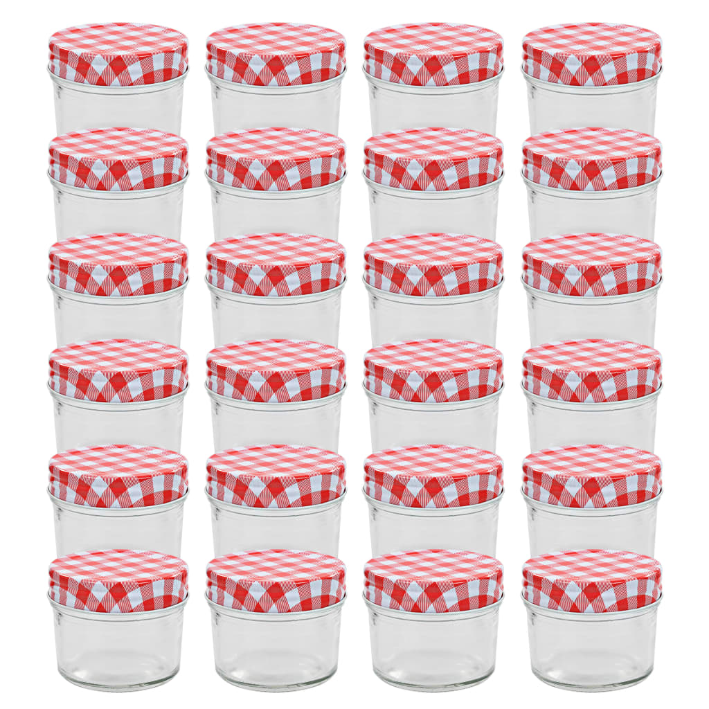 Marmeladengläser 110 ml mit Rot/Weißen Deckeln - 24er Set