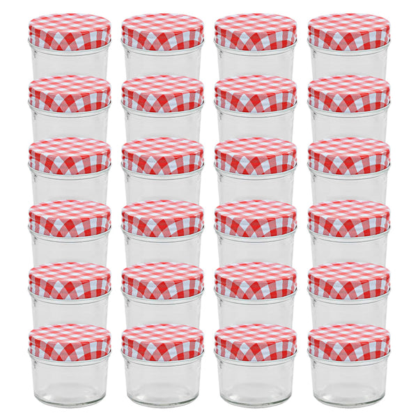 Marmeladengläser 110 ml mit Rot/Weißen Deckeln - 24er Set