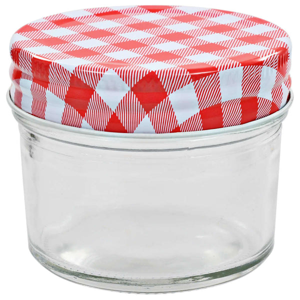 Marmeladengläser 110 ml mit Rot/Weißen Deckeln - 24er Set