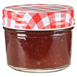 Marmeladengläser 110 ml mit Rot/Weißen Deckeln - 96 Stück