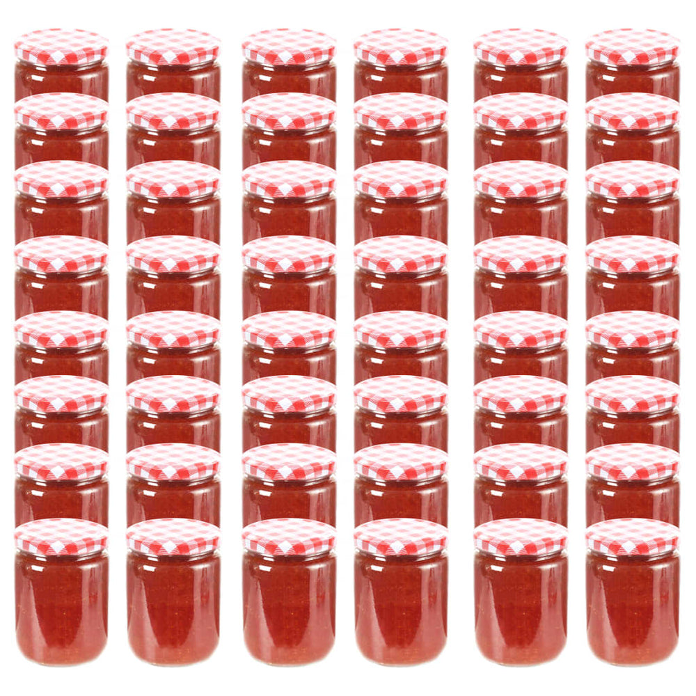 Marmeladengläser 230 ml mit Rot/Weißem Deckel - 48 Stk.