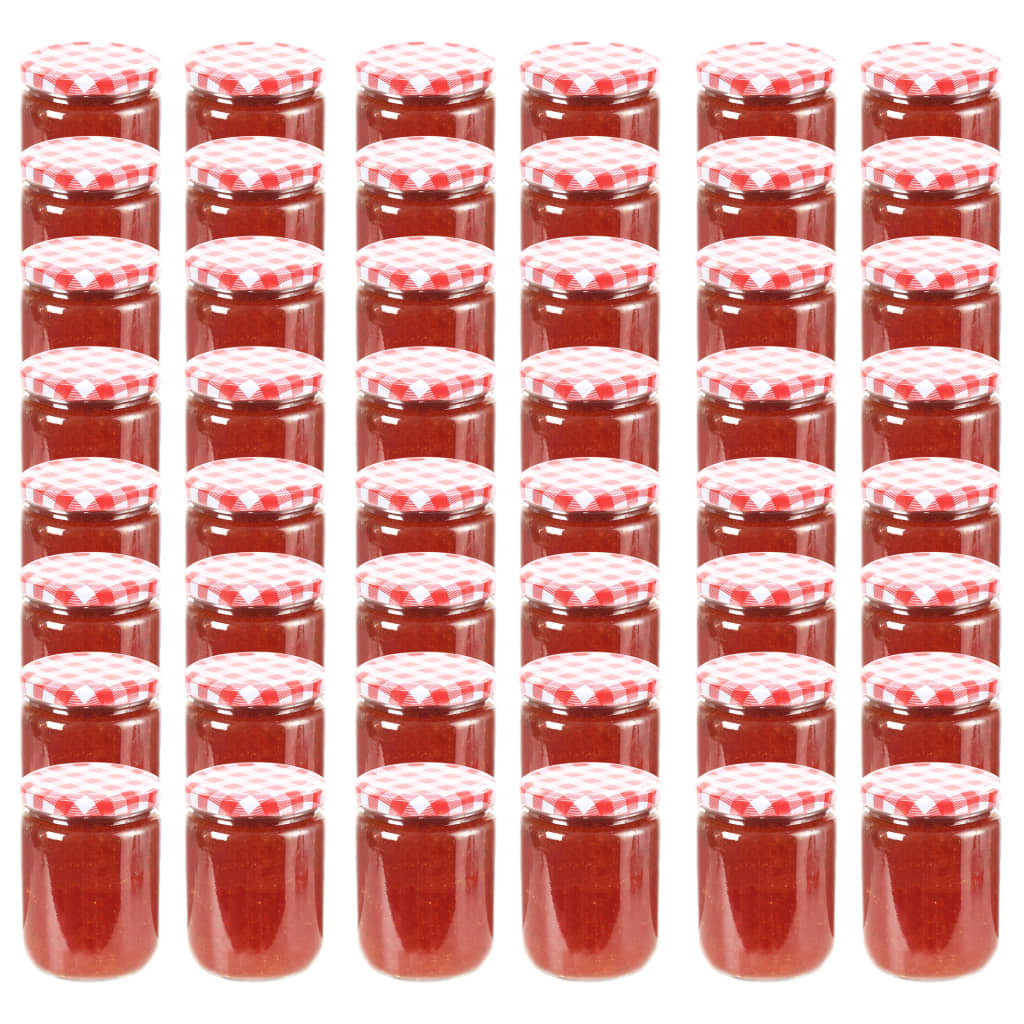 Marmeladengläser 230 ml mit Rot/Weißem Deckel - 48 Stk.