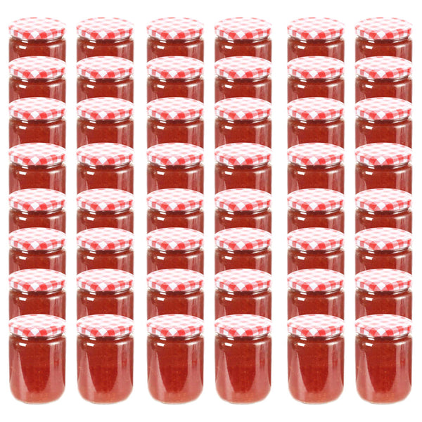 Marmeladengläser 230 ml mit Rot/Weißem Deckel - 48 Stk.