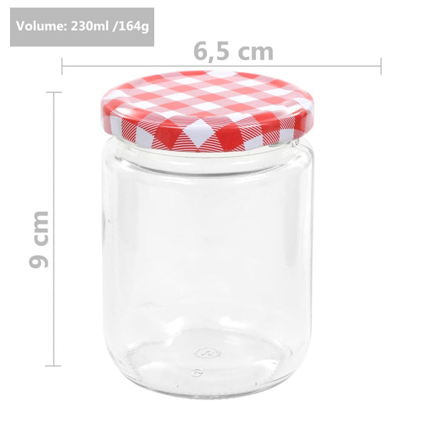 Marmeladengläser 230 ml mit Rot/Weiß Deckel, 96 Stk.