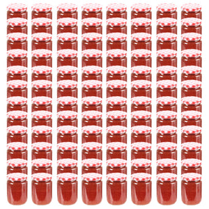 Marmeladengläser 230 ml mit Rot/Weiß Deckel, 96 Stk.