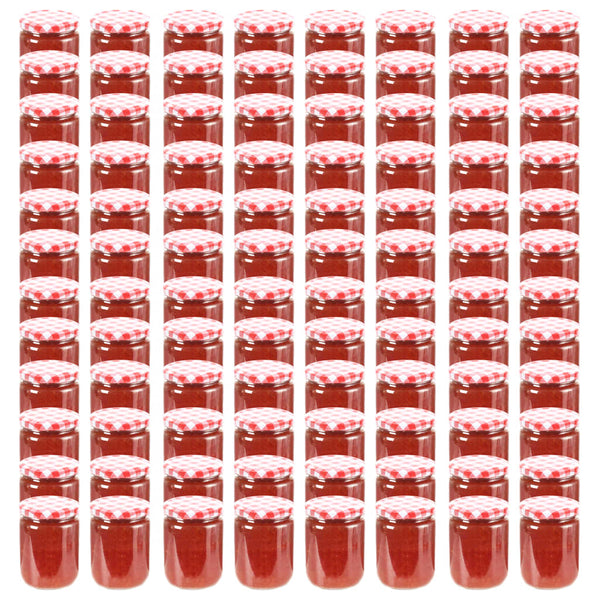 Marmeladengläser 230 ml mit Rot/Weiß Deckel, 96 Stk.