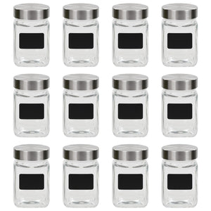 Vorratsgläser 300 ml mit Aufkleber, 12er Set