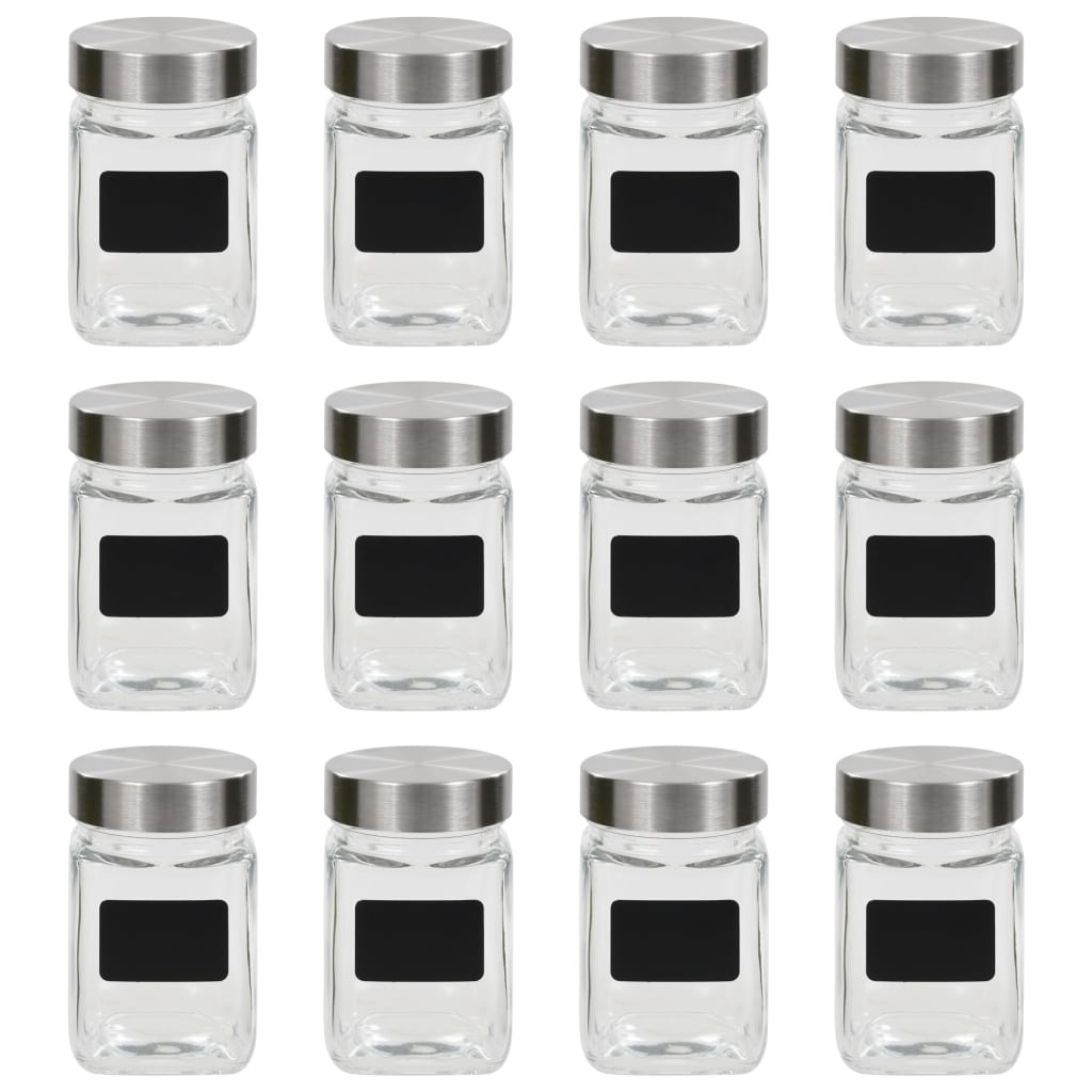 Vorratsgläser 300 ml mit Aufkleber, 12er Set