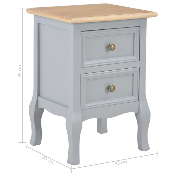 Nachttische 2 Stk. Grau 35x30x49 cm MDF