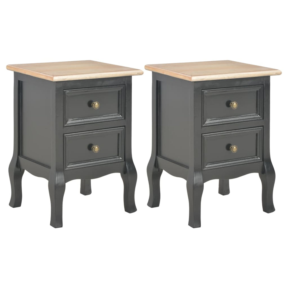 Nachttische 2 Stk. Schwarz 35x30x49 cm MDF