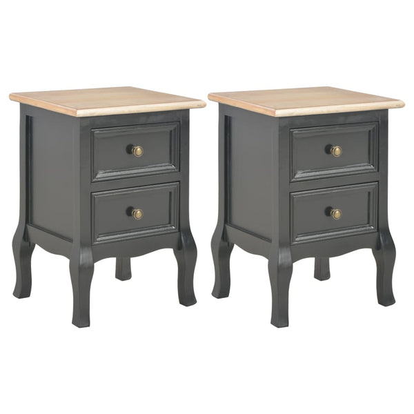 Nachttische 2 Stk. Schwarz 35x30x49 cm MDF