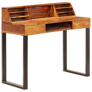 Schreibtisch 110 x 50 x 94 cm Massivholz Akazie und Stahl