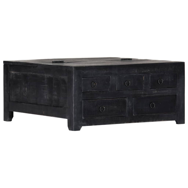 Couchtisch Schwarz 65x65x30 cm Massivholz Mango