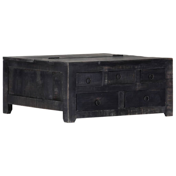 Couchtisch Schwarz 65x65x30 cm Massivholz Mango