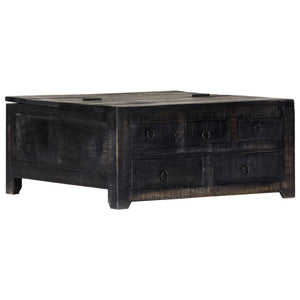 Couchtisch Schwarz 65x65x30 cm Massivholz Mango
