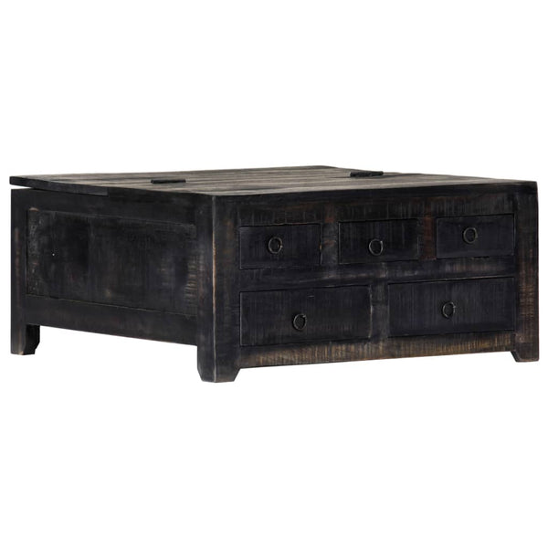 Couchtisch Schwarz 65x65x30 cm Massivholz Mango