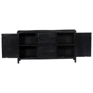 Sideboard Schwarz 147x40x80 cm Massivholz Mango