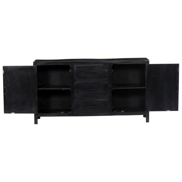 Sideboard Schwarz 147x40x80 cm Massivholz Mango