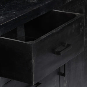 Sideboard Schwarz 147x40x80 cm Massivholz Mango
