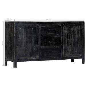 Sideboard Schwarz 147x40x80 cm Massivholz Mango