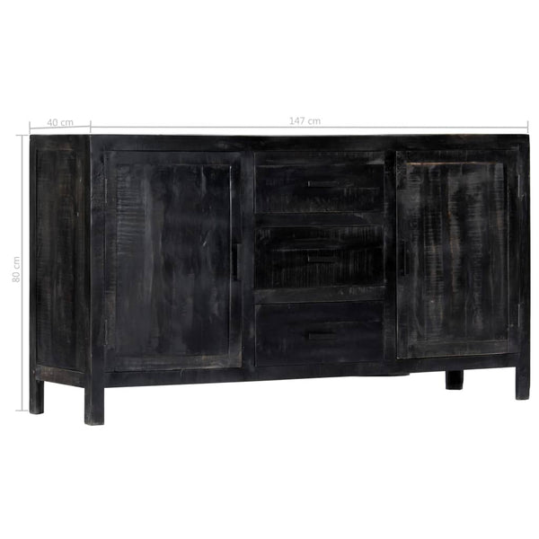 Sideboard Schwarz 147x40x80 cm Massivholz Mango
