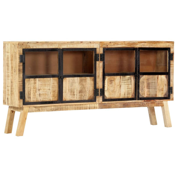 Sideboard Braun und Schwarz 160×30×80 cm Raues Mangoholz