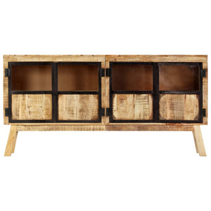 Sideboard Braun und Schwarz 160×30×80 cm Raues Mangoholz