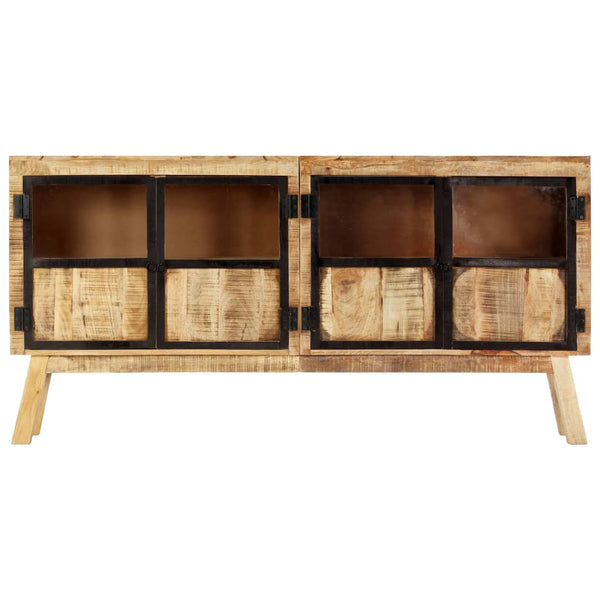 Sideboard Braun und Schwarz 160×30×80 cm Raues Mangoholz