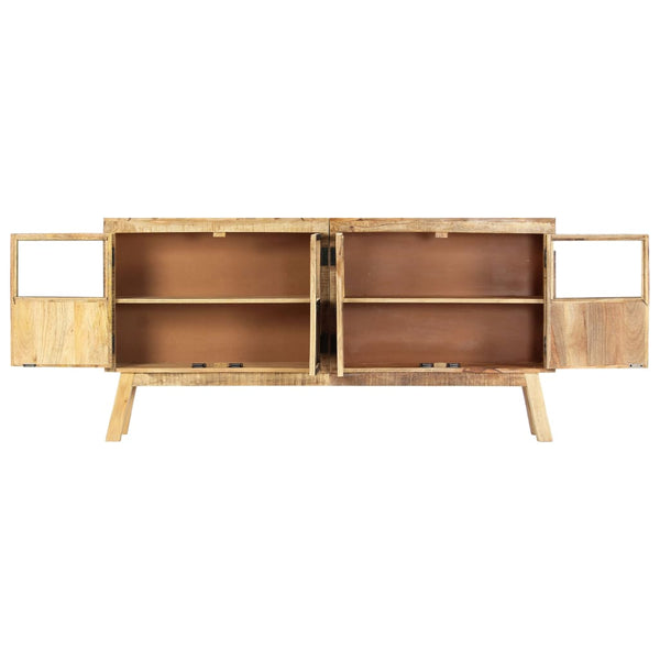 Sideboard Braun und Schwarz 160×30×80 cm Raues Mangoholz