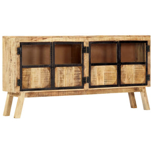 Sideboard Braun und Schwarz 160×30×80 cm Raues Mangoholz