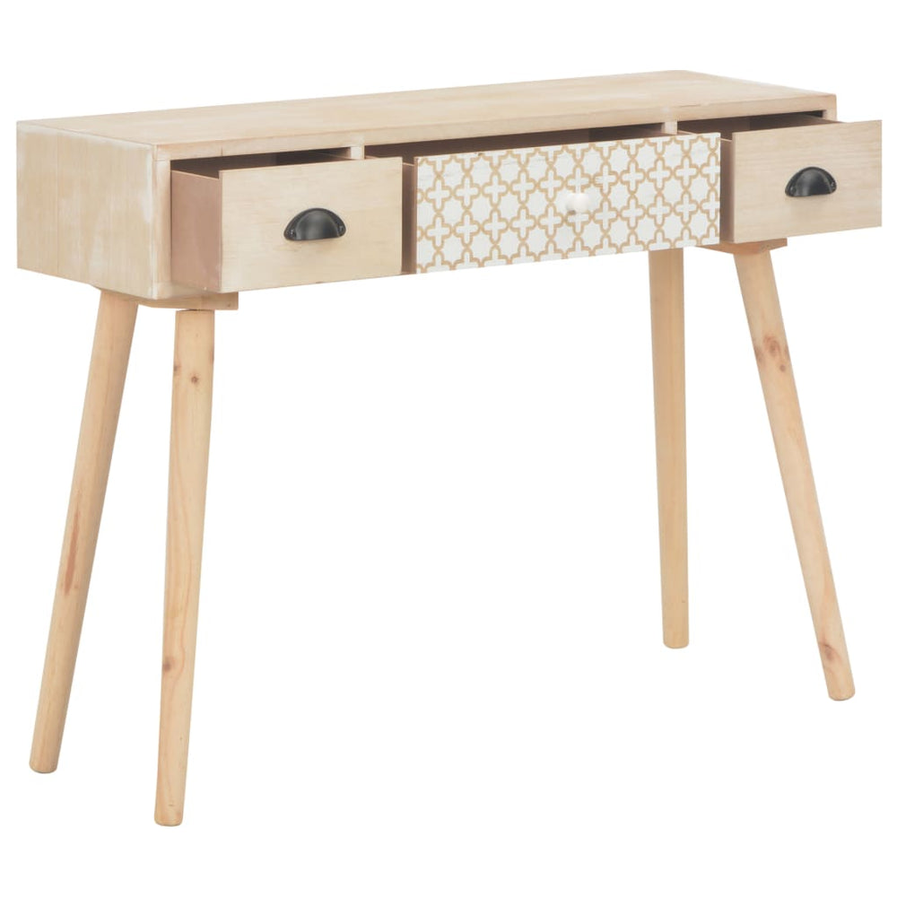 vidaXL Console Table with 3 Drawers 100x30x73 cm Solid Pine Wood