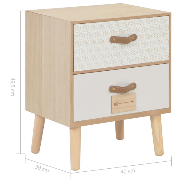 Nachttisch mit 2 Schubladen 40x30x49,5 cm Massivholz Kiefer