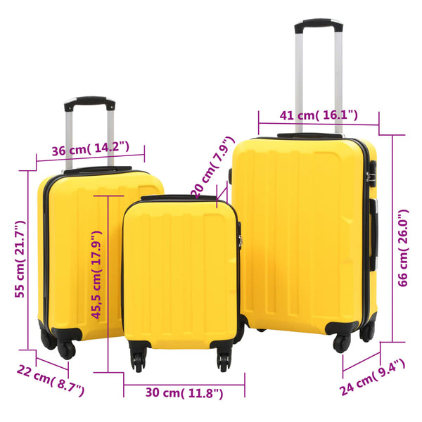 Gelbes ABS Hartschalen-Trolley-Set - 3-teilig